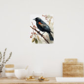 Red Winged Blackbird Art Print Poster (Keuken)