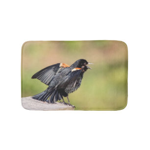 Red Winged Blackbird Singing Badmat