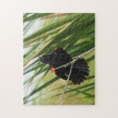 Red Winged Blackbird Singing - Bird Jigzaag Puzzle Legpuzzel (Verticaal)