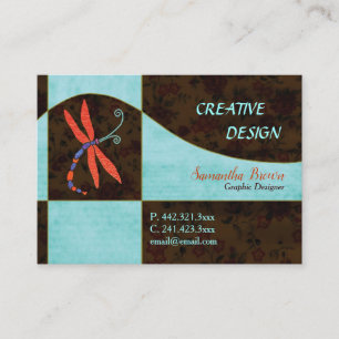 Red Winged Dragonfly Contemporary Visitekaartje