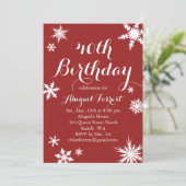 Red Winter 40th Birthday Invitation Kaart (Staand voorkant)