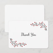 Red Winter Berries Flat Carte de remerciements (Devant / Derrière)