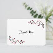 Red Winter Berries Flat Carte de remerciements (Debout devant)