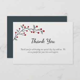 Red Winter Berries Flat Carte de remerciements