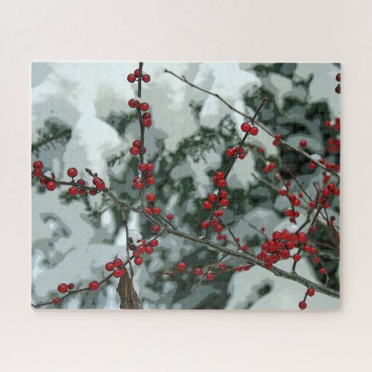 Red Winter Berries Noël Fête Jigsaw Puzzle (Horizontal)