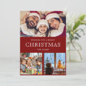Red Winter Christmas Photo Collage Carte de vacanc (Debout devant)