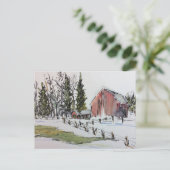 Red Winter Grange Carte postale paysage couvert de (Debout devant)