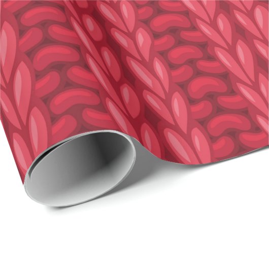 Red Winter Knitting Wooly Pattern Cadeaupapier (Rol Hoek)