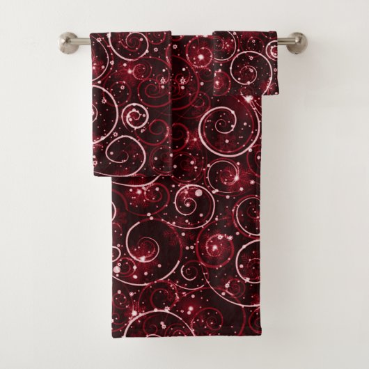 Red Winter Swirl Bad Handdoek (Insitu)