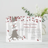 Red Winter Wedding Forest Neige Invitation (Debout devant)