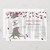 Red Winter Wedding Forest Neige Invitation (Devant / Derrière)
