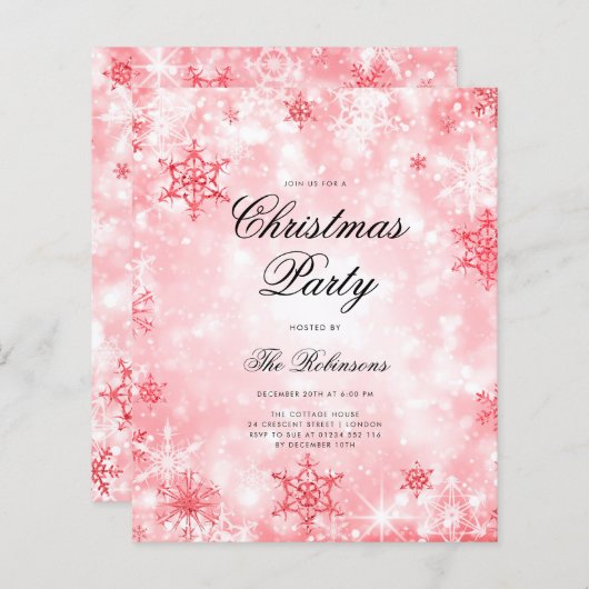 Red Winter Wonder Invitation Programme et menu (Devant / Derrière)