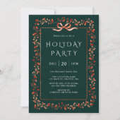 Red Winterberry Lijst Holiday Party Groen Kaart (Voorkant)