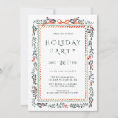 Red Winterberry Lijst Holiday Party Kaart (Voorkant)