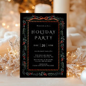 Red Winterberry Lijst Holiday Party Zwart Kaart
