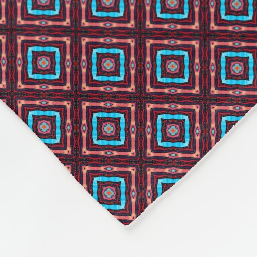 Red With Blue Diamonds Fleece Deken (Hoek)