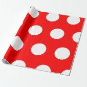 Red | Witte grote polka stippen Cadeaupapier (Uitgerold)