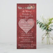 Red Wood Heart Rustic Wedding Programme Programma (Staand voorkant)