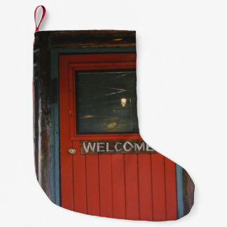 RED WOODEN GESLOTEN DEUR KLEINE KERSTSOK