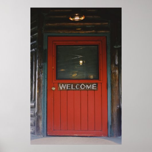 RED WOODEN GESLOTEN DEUR POSTER (Voorkant)