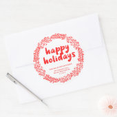 Red Wreath Happy Holidays Return Adresse Sticker (Enveloppe)