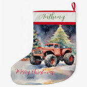 Red Xmas Monster Truck Grote Kerstsok (Achterkant)