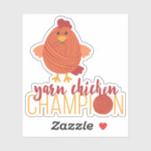Red Yarn Chicken Champion Eigen Stickers (Vel)