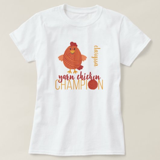 Red Yarn Chicken Champion T-shirt (Design voorkant)