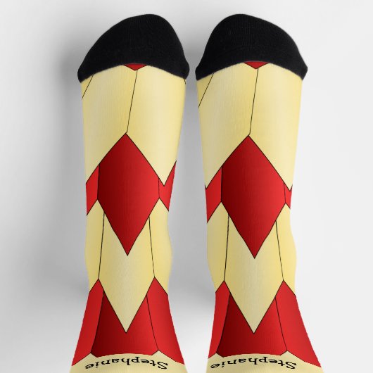 Red Yellow Art Deco Design Socks Sokken (Top)