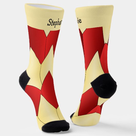 Red Yellow Art Deco Design Socks Sokken (Gebogen)