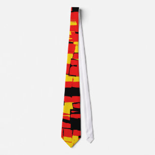 Red Yellow Black Retro Abstracte kunst schilderen Stropdas
