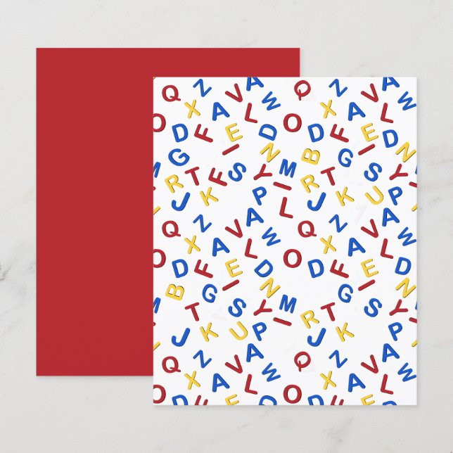 Red Yellow Blue ABC Letters Scrapbook Paper (Voorkant / Achterkant)