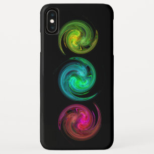 RED YELLOW BLUE LIGHT VORTEX Fractal Art, zwart iPhone XS Max Hoesje