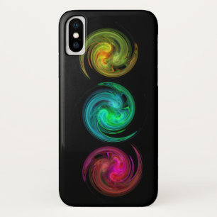 RED YELLOW BLUE LIGHT VORTEX Fractal Art, zwart iPhone X Hoesje