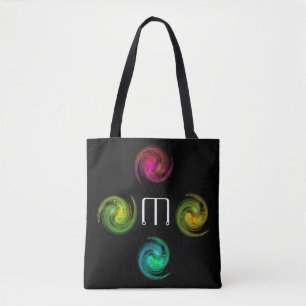 RED YELLOW BLUE LIGHT VORTEX Monogram zwart Draagtas
