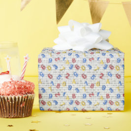 Red Yellow Blue Number Black White Cadeaupapier