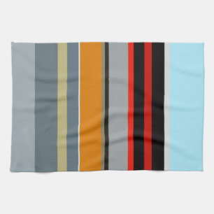 Red Yellow Blue Silver Multicolor Striped Pattern Theedoek