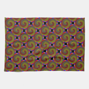 Red Yellow Blue Spiral van Kenneth Yoncich Theedoek