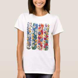RED YELLOW BLUE WHITE PRETTY WILDFLOWERS T-SHIRT