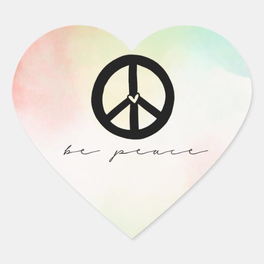 Red Yellow Blush Tie Dye Peace Hart Sticker (Voorkant)