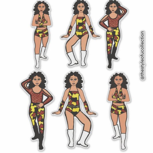 Red Yellow Camo Silver Dancer #2 Sticker (Voorkant)