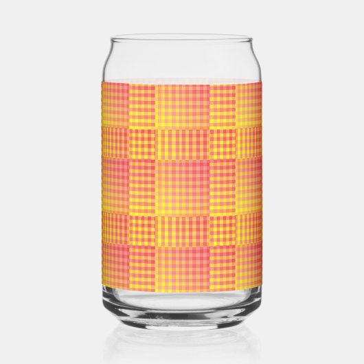 Red Yellow Checker Abstract Pattern Blikvorm Glas (Rechts)