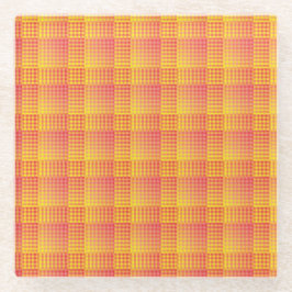 Red Yellow Checker Abstract Pattern Glazen Onderzetter