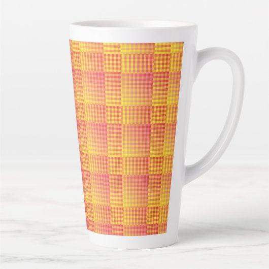 Red Yellow Checker Abstract Pattern Latte Mok (Rechts)