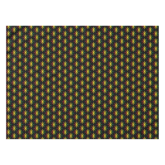 Red Yellow Green Black Snowflakes Pattern Rasta Tafelkleed (Voorkant (Horizontaal))