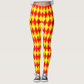 Red Yellow Harlequin Checkered Design  Leggings (Voorkant)