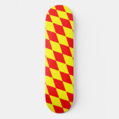 Red Yellow Harlequin Checkered Design  Skateboard (Voorkant)