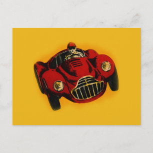 Red Yellow Old Auto Racing Car Briefkaart