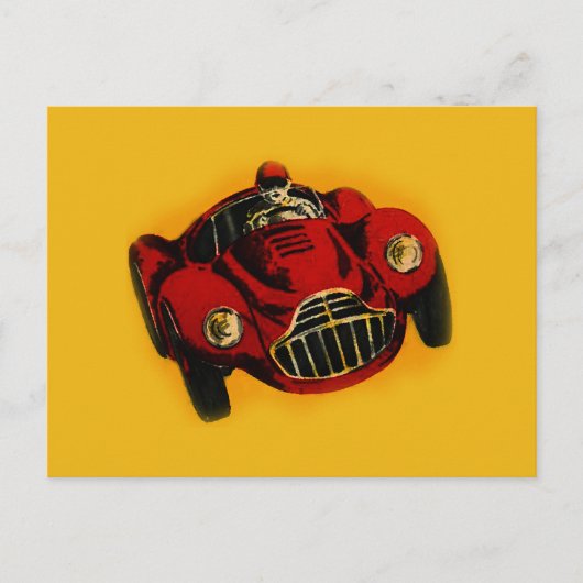 Red Yellow Old Auto Racing Car Briefkaart (Voorkant)