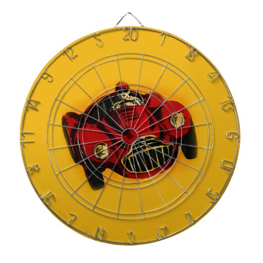 Red Yellow Old Auto Racing Car Dartbord (Voorkant)